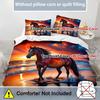 Seaside Horse 3D Printed Duvet Cover Set Elegance Soft Comfortable Luxury Bedding Set Wildlife Theme Quilt Cover Set Pillowcases