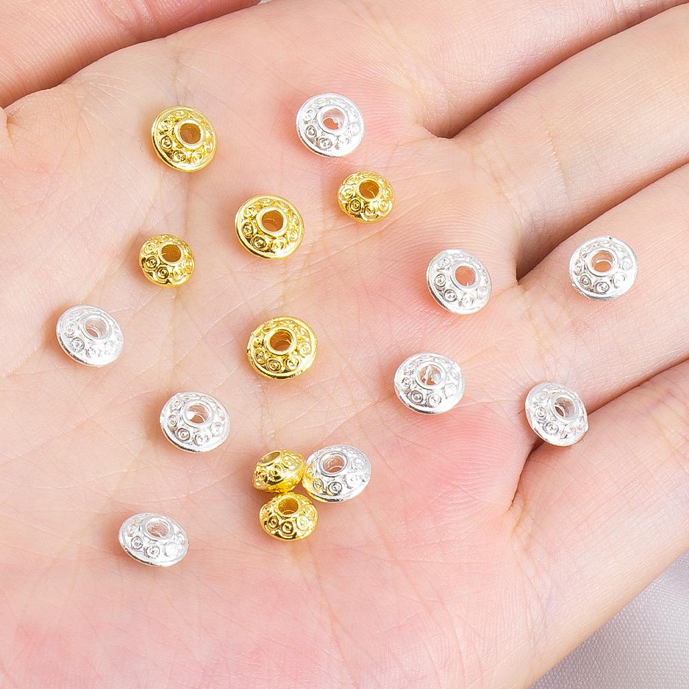 10pcs/lot Textured Saucer Shaped Copper Spacer Beads Lantern Beads Bracelet Necklace Separator DIY Beading Jewelry Accessories