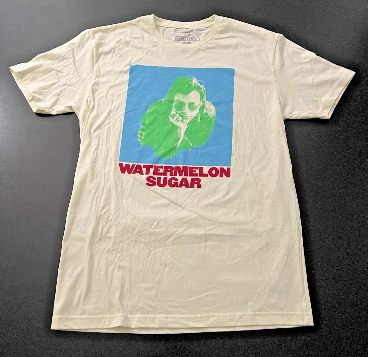 Official HS Harry Styles Watermelon Sugar 100% Cotton T-shirt Mens Tees Top, Pale Yellow, Size: Medium 2XL