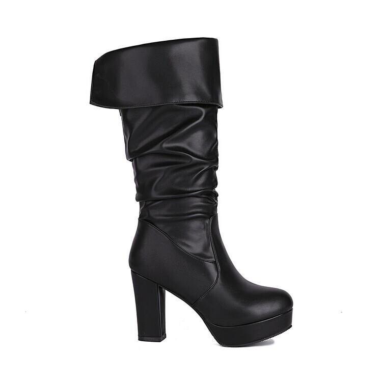 Large Size Boots Water Platform Coarse Heel High Boots Long Boots