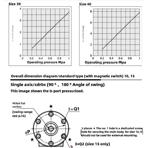 Vane type roterende zwenkcilinder CDRBS15/20/30/40-90 graden 180 graden met magnetische roterende cilinder