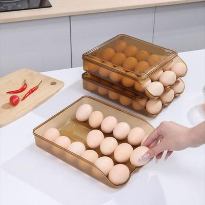 1/2/3-lagiger Eier-Crisper, automatischer Eier-Frische-Rack, selbstrollender Eier-Aufbewahrungsbox-Kühlschrank