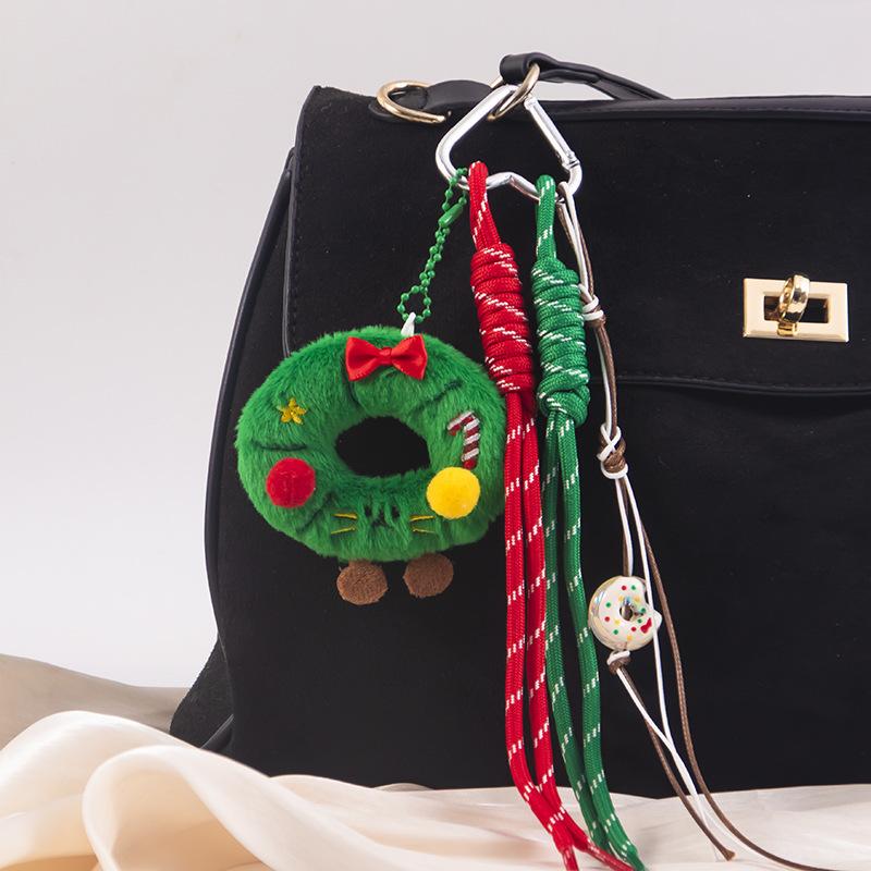 

Christmas Plush Cartoon Gingerbread Man Christmas Wreath Pendant Keychain Backpack Hanging Ornament Xmas New Year Gift A2