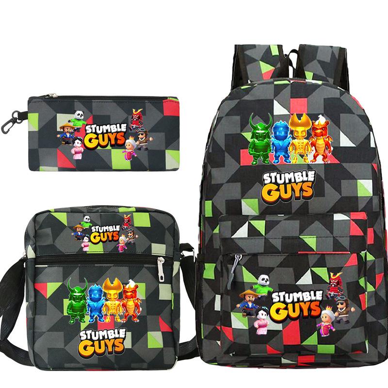 Popularny gadżet do gry Stumble Guys Collision Party Drukowany tornister Plecak studencki Zestaw trzyczęściowy