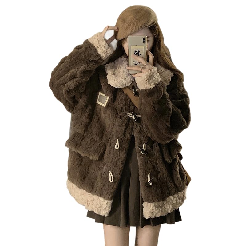 

ZANBANG Тумблер Пуговица Боа Милый Боа Теплый Свободный Повседневный Флис Плюс YUEWT205 Женская Куртка, Пальто, Верхняя одежда, Пушистый, Приталенный, Модный, Подкладка, Толстый,