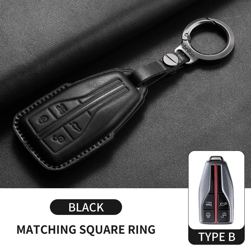 Leather Car Remote Key Case Cover Shell Fob For FAW Hongqi H5 HS5 H9 HS7 H7 L5 HS3 L9 E-HS9 E-QM5 LS7 E-HS3 Keychain Accessories