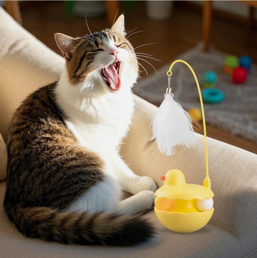 Cat Toys Interactive Kitten Toy Detachable Feather Lightweight Resin Duck