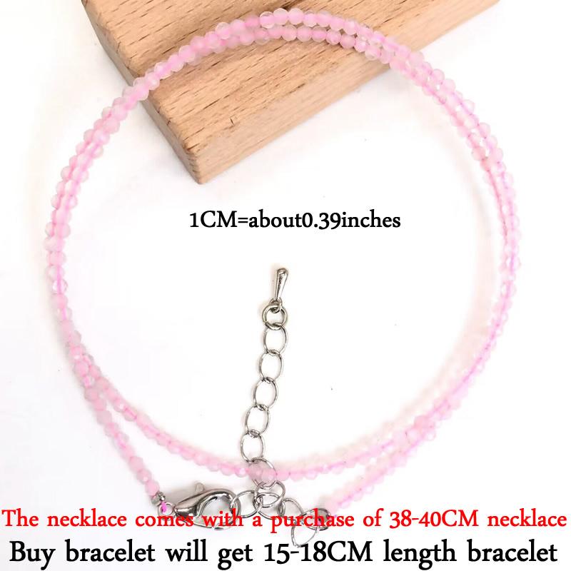 Small Natural Stone Bead Necklace Bracelet for Women,Zircon tourmaline pearl Necklace with , Reki Clavicle Chain, Choker, 2-3mm