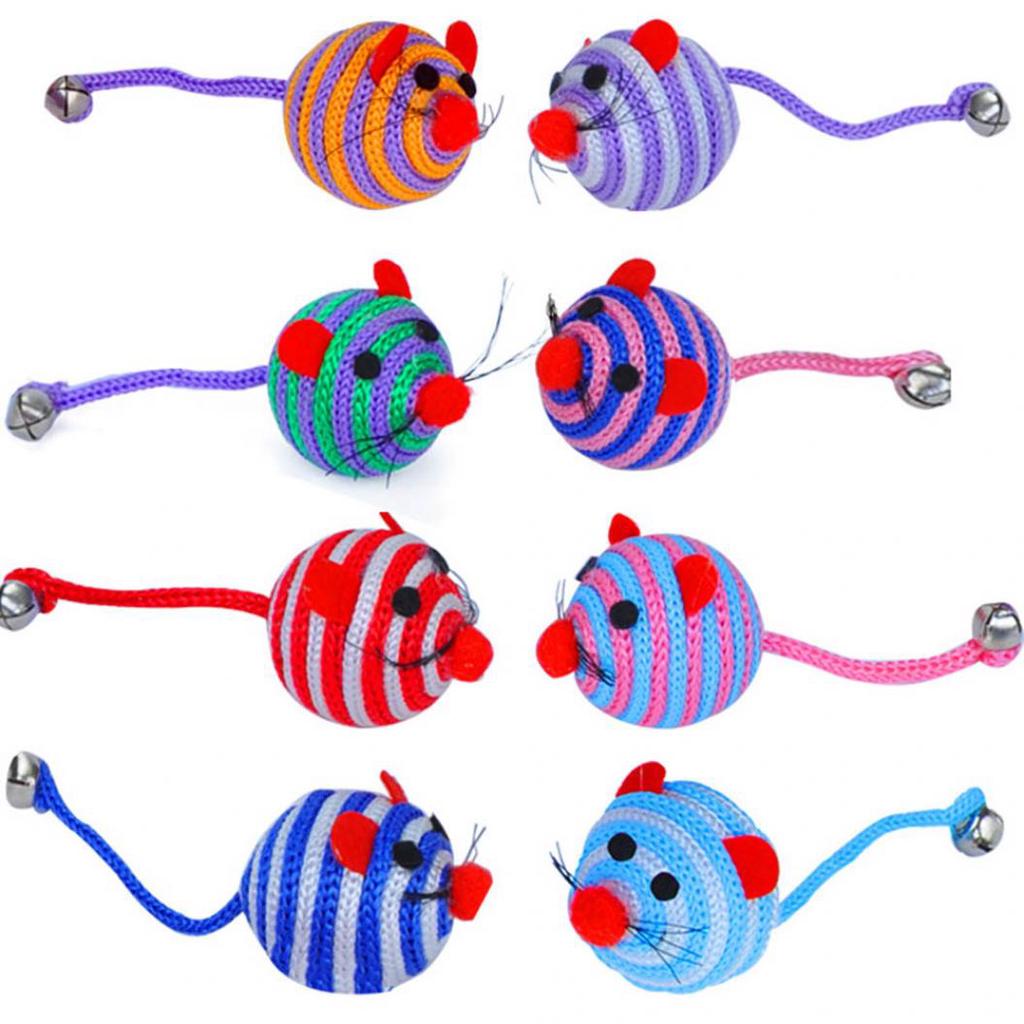 String Toy Mouse Buy Lovely Stripe Nylon Rope Round Ball Mouse Long Tail Bell Pet Cat ...