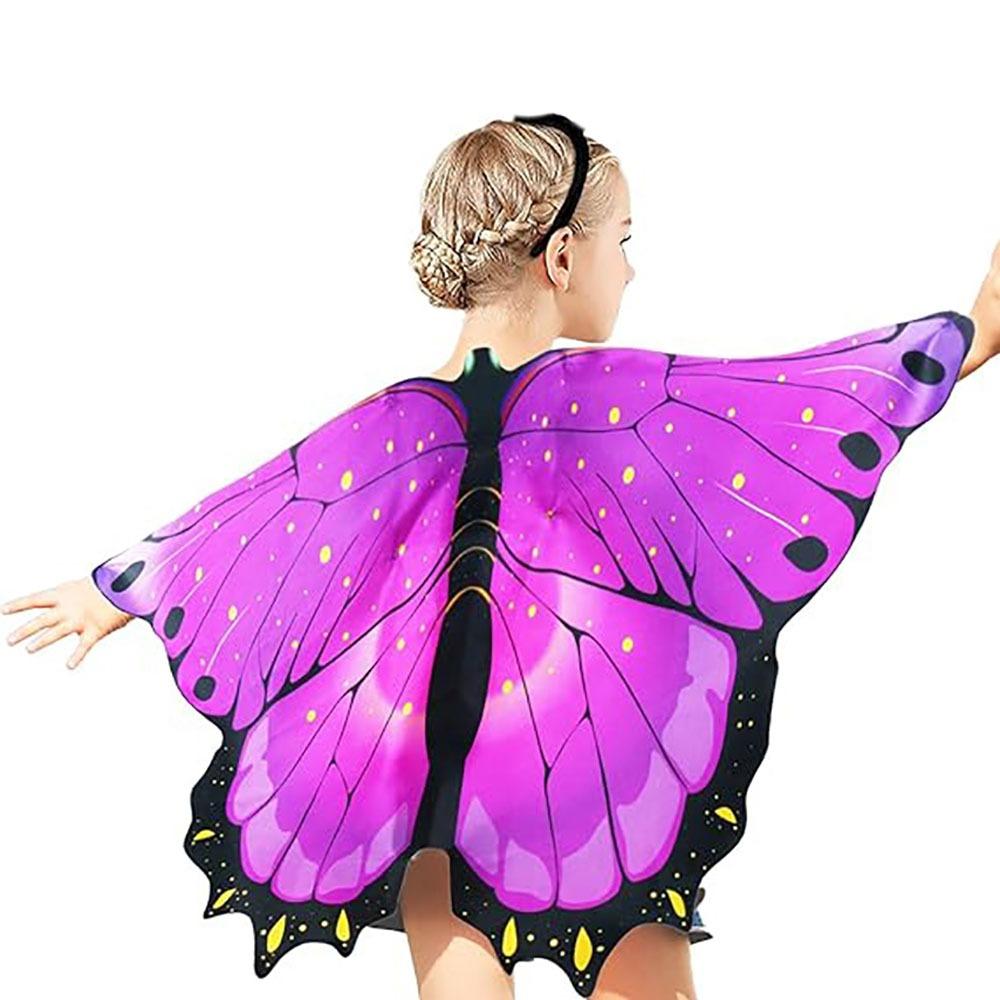 1 Stück Kinder Schmetterlingsflügel Umhang Bunt Mädchen Fee Schal Kostüm Festival Cosplay Kleid Kostüm DIY Dekor Weihnachten Halloween Geschenk