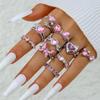 10Pcs/Set Bow Design Heart Butterfly Rings Gold Silver Color Mix Style Rings  Korean Style