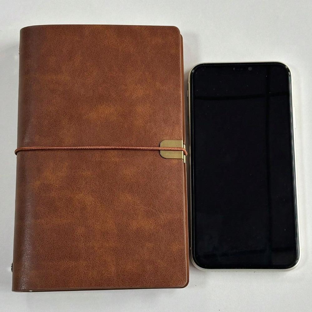Vintage Leather Notebook - Loose-Leaf Kraft Journal with Strap, Soft Plain Cover Flip Diary Notepad