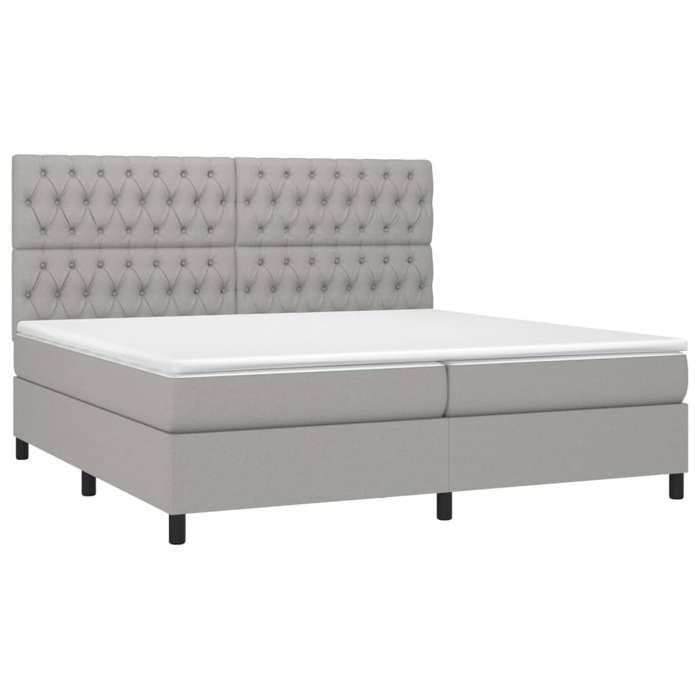 Maison Exclusive - Sommier à lattes de lit avec matelas Gris clair 200x200cm Tissu