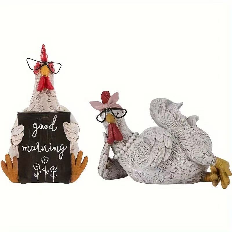Rooster Statue Decor Statues Resin Garden Farm Yard Lawn Chicken Hen Sculpture Stake Art Craft Courtyard Housewarming Decoration