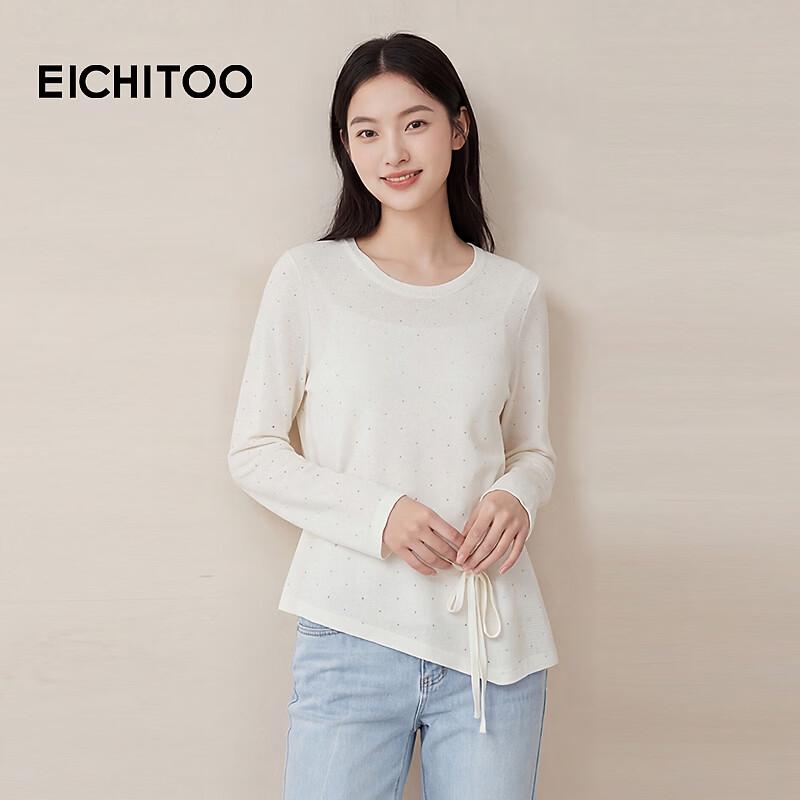 EICHITOO Women s Round Neck Tie-Waist Knit Top L