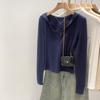 Damen Koreanischer Rosa Kapuzen-Strick-Cardigan-T-Shirt - Herbst/Winter 2025 Kollektion, Vielseitig als Innenlage oder Oberbekleidung