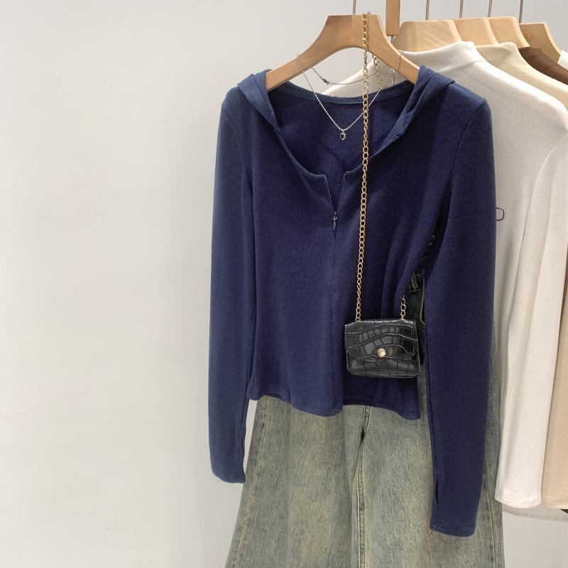 Damen Koreanischer Rosa Kapuzen-Strick-Cardigan-T-Shirt - Herbst/Winter 2025 Kollektion, Vielseitig als Innenlage oder Oberbekleidung