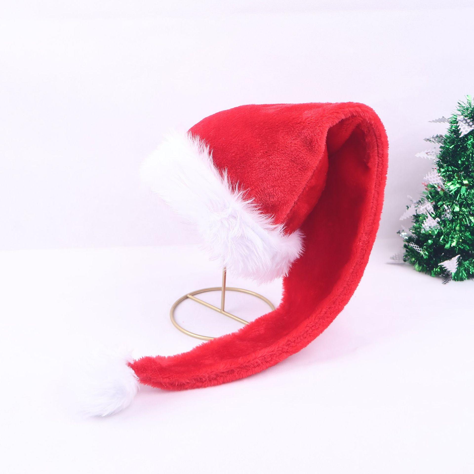 

75cm Santa Hat Gentle Plush Holiday Hat Extended Santa Hat Eye-Catching For Photo Props Holiday Decoration Tree Topper Headwear красный
