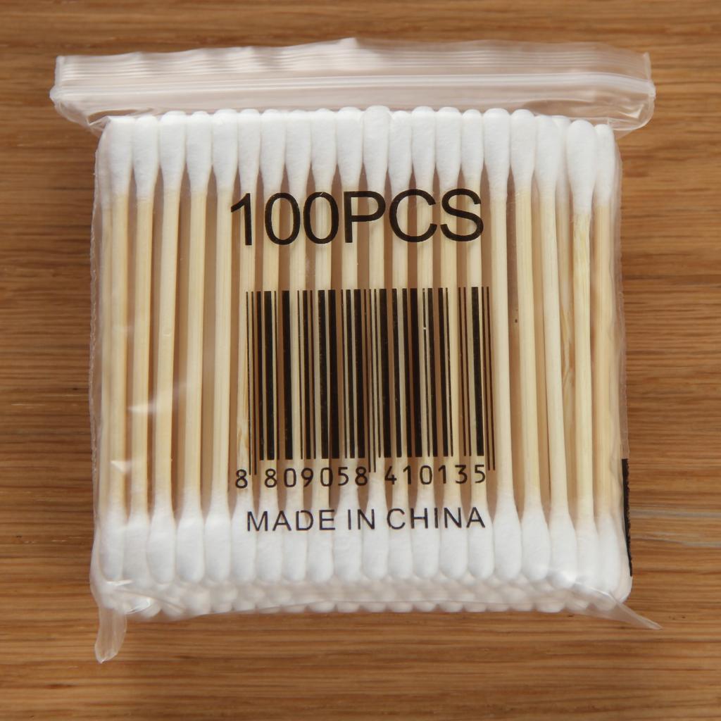 100 Pezzi Cotton Fioc Doppia Punta Usa e Getta Morbidi Cotton Fioc per Rimuovere il Trucco Neonati