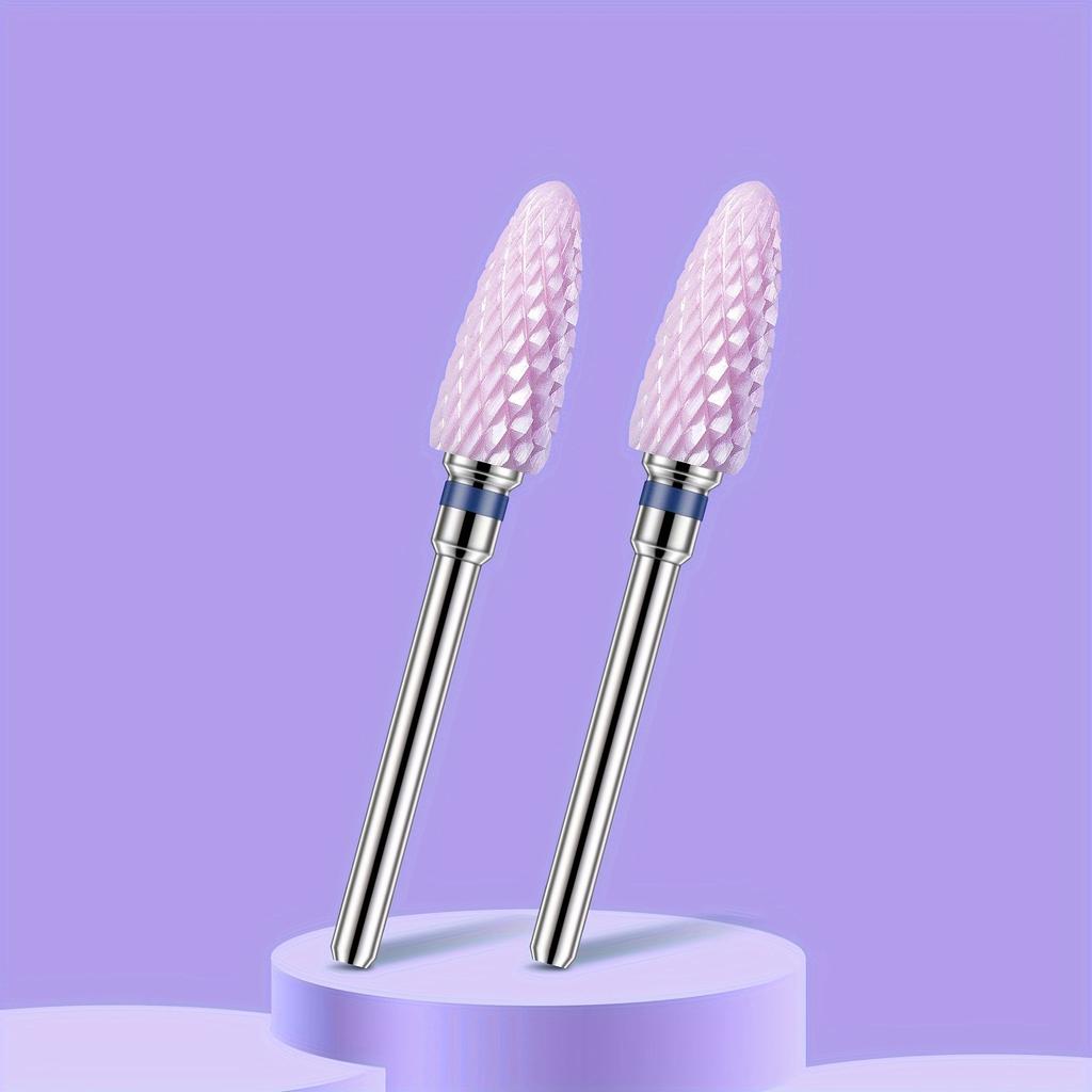 2PCS Tungsten Carbide Nail Drill Bits Gel Polish Remover 3/32 Inch Nail Art Files Cuticle Milling Cutter For Manicure Pedicure
