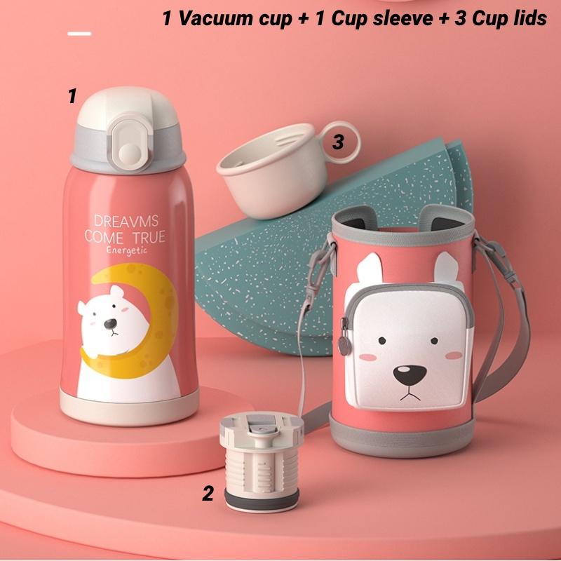 Uroczy i przenośny kubek termiczny dla dzieci Royallocke z stali nierdzewnej 316 z kreskówkowym wzorem i rękawem z postaciami)