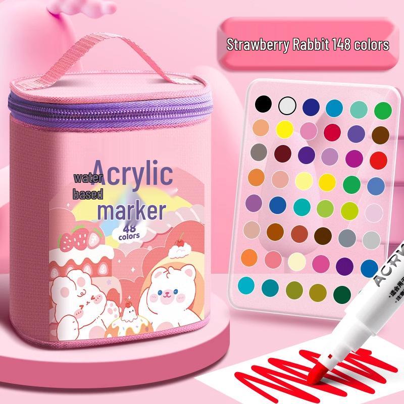 Acrylic Marker and Colored Pencil Set: 24 Opaque Colors, 36 Paint Brushes for Kindergarten Art