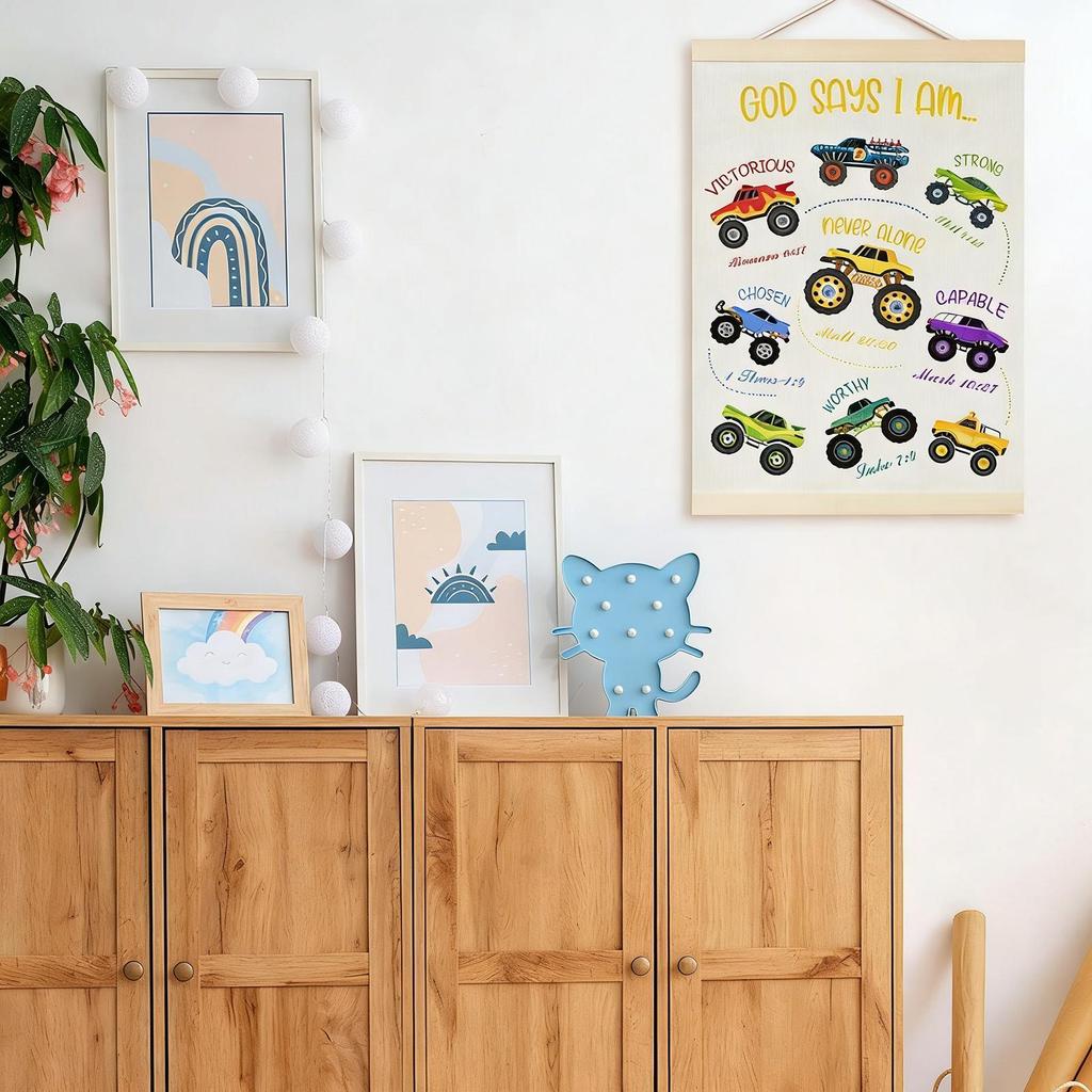 Truck Wall Decor Bedroom Decor Hangable Flag Banner For Girls Boys Nursery Bedroom Playroom Birthday Study Hallway Daycare