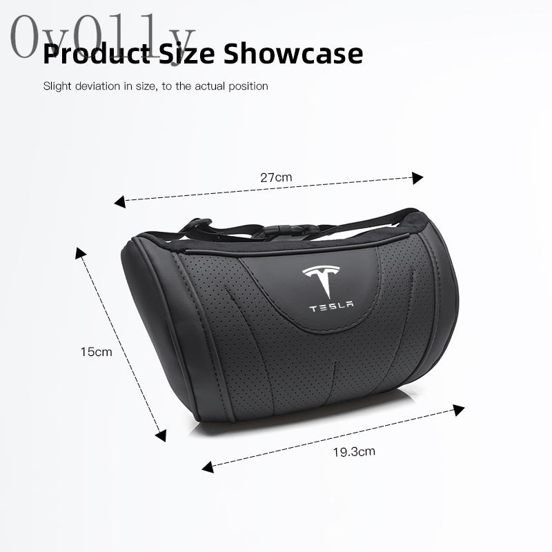 QSGMX1 Car seat Neck Pillow Leather Breathable Soft Headrest Accessories For Tesla X Cybertruck Highland Juguete Model 3 Y Roadster S