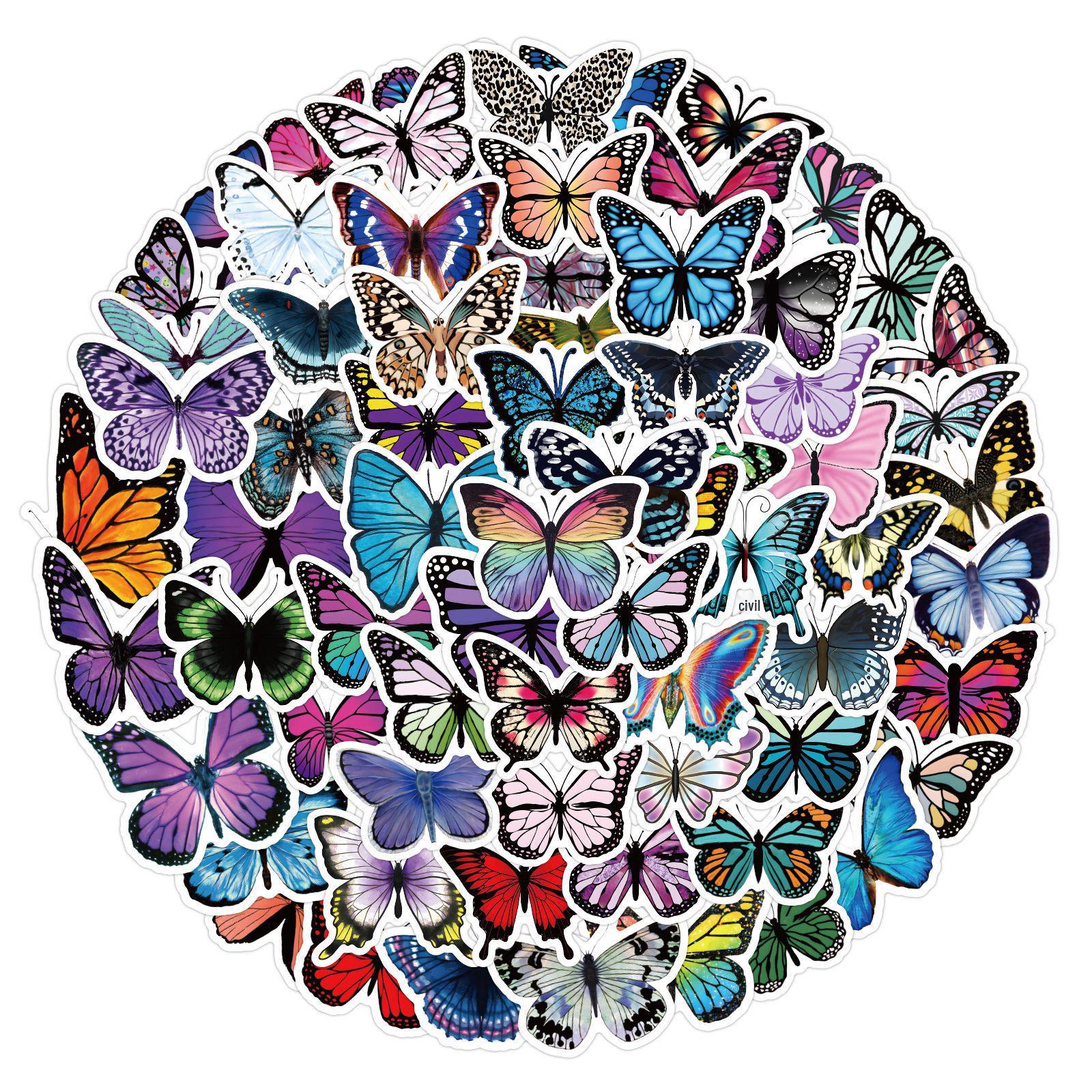 

120 Cartoon Butterfly Stickers: Colorful, Waterproof Decor for Planners, Bottles, and Computers