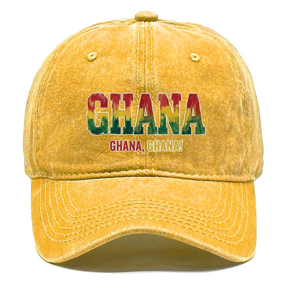 "GHANA" "GHANA, GHANA" Flag Printed Baseball Cap , Adjustable Snapback Baseball Cap Sporting Vintage All-season Leisure Flat Cap