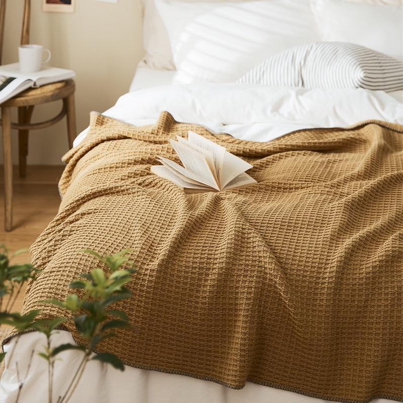 Ruijing Nordic Waffle Knit Throw Blanket for Sofa or Office