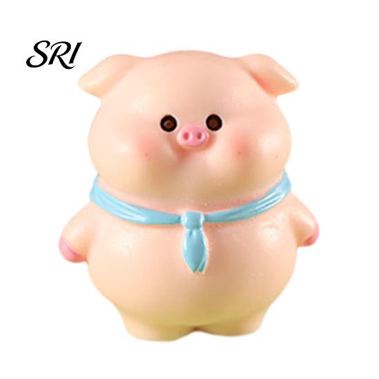 Animal Desk Accessory Pig Ornament Small Pink Piglet Synthetic Resin Figurine Decor with Raincoat Yellow Duck Micro Landscape