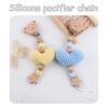 Cartoon Polar Bear Pacifier Clip – Handmade Wool & Silicone Teether Chain for Babies, Cute Anti-Loss Nipple Holder