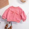 Spring Autumn Baby Girl Sweatshirt With 3D Bow Tie Sweet Stylish Long Sleeve Top