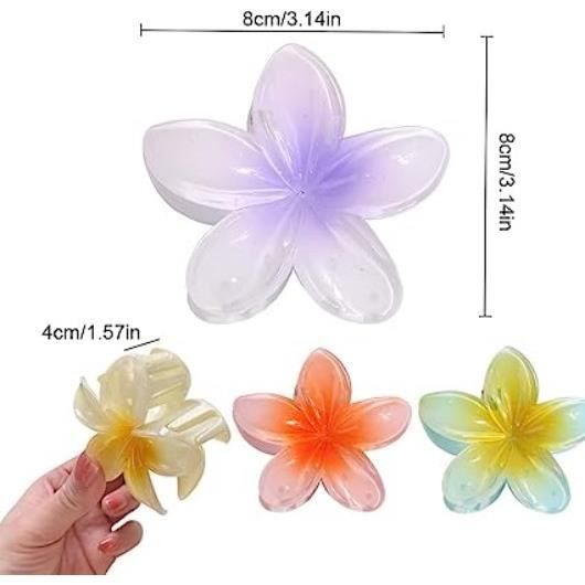 Pince à cheveux - Fleur - 4 cm x 8 cm - 4 pièces - Différentes couleurs