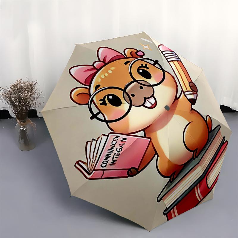 Reiseregenschirm mit Capybara-Motiv - 8 Rippen, Automatisches Öffnen und Schließen, Tragbares faltbares Design, Kompakter und stilvoller Schirm für unterwegs
