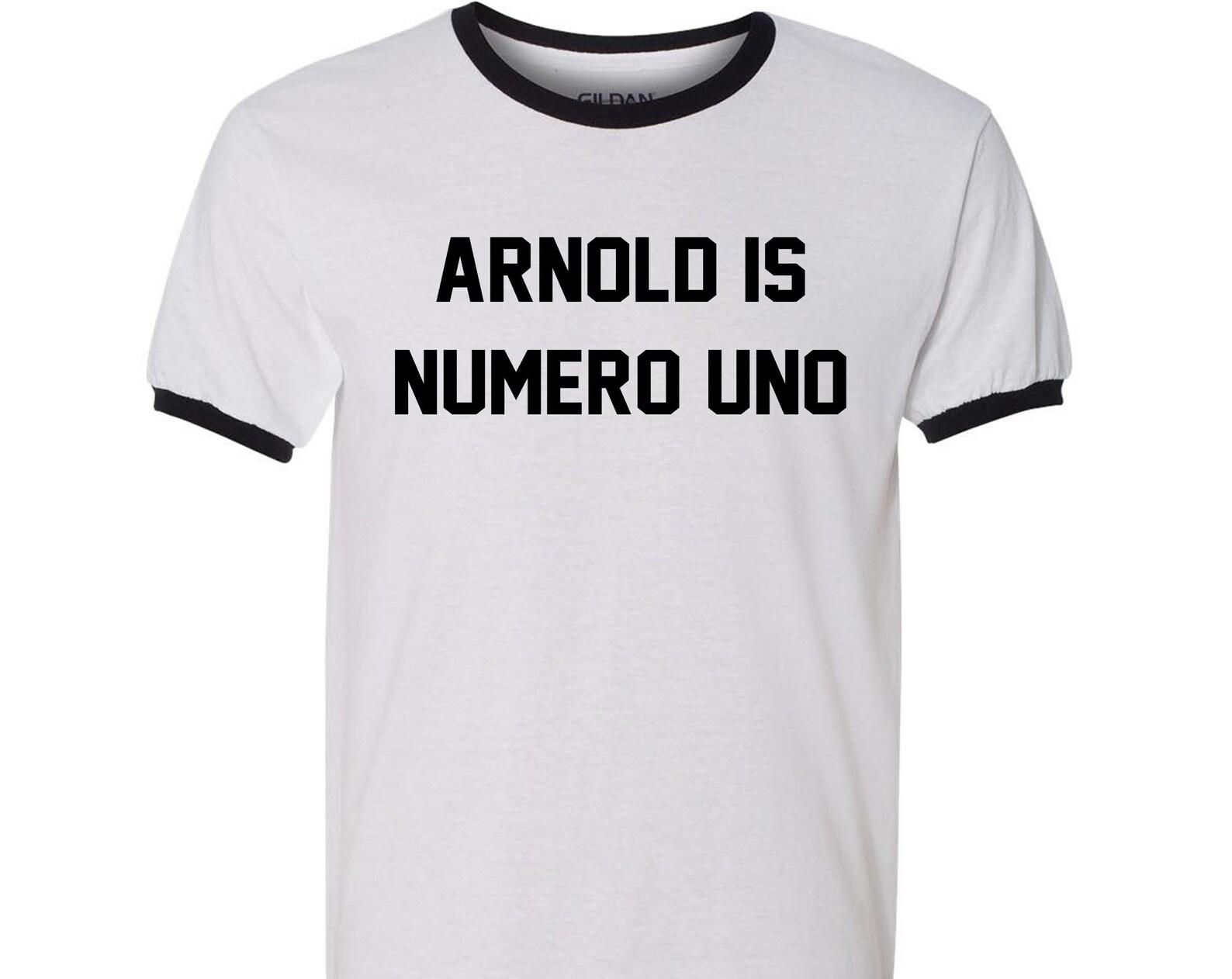 Arnold Is Numero Uno T Shirt - Pumping Iron Bodybuilding Graphic Ringer TShirt M