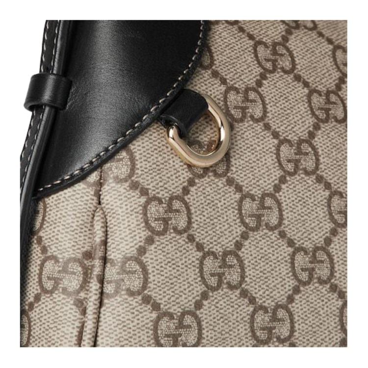 GUCCI GG Emblem Monogram Coated Fabric Handbag, Shoulder Bag Small Women's Beige & Dark Brown 815218-FAEAA-9765
