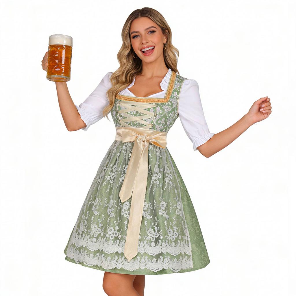 Women's Vintage Oktoberfest Dress with Lace for Party Stage Performance