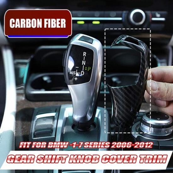 For BMW F10 F30 X3 X4 1~7 Series Carbon Fiber Pattern Gear Shift Knob Cover Trim