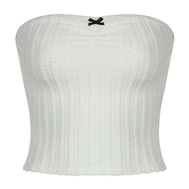 

Fashion Niche Style Texture Feeling Slim Looking Chest Wrap Bows White L
