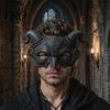 Gothic Demon Mask Halloween Ram Horn Mask, Horror Devil Half Face Lightweight Masquerade for Cosplay Costume Party