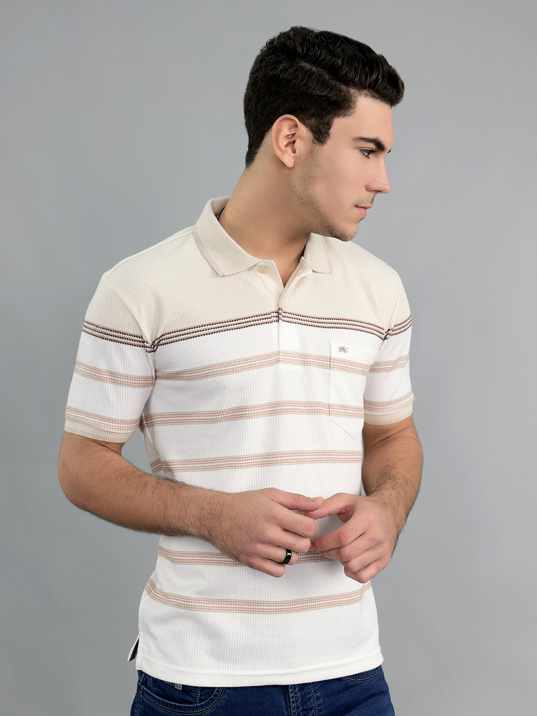 Monte Carlo Men Regular Fit Off White Tshirt L