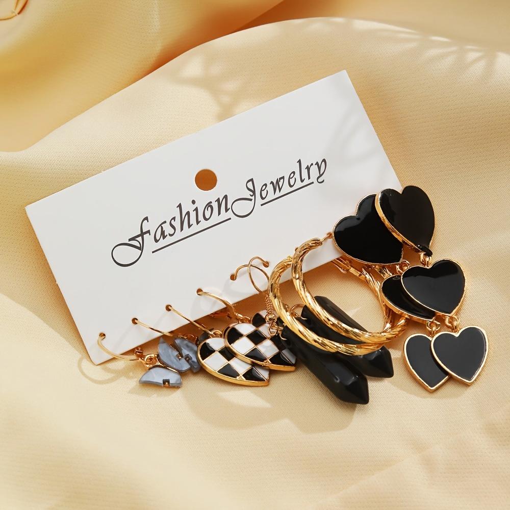 10 Pairs/ Set Hoop Earrings With Enamel Heart Butterfly NaturalStone Decor Y2K Punk Style Trendy Female Gift