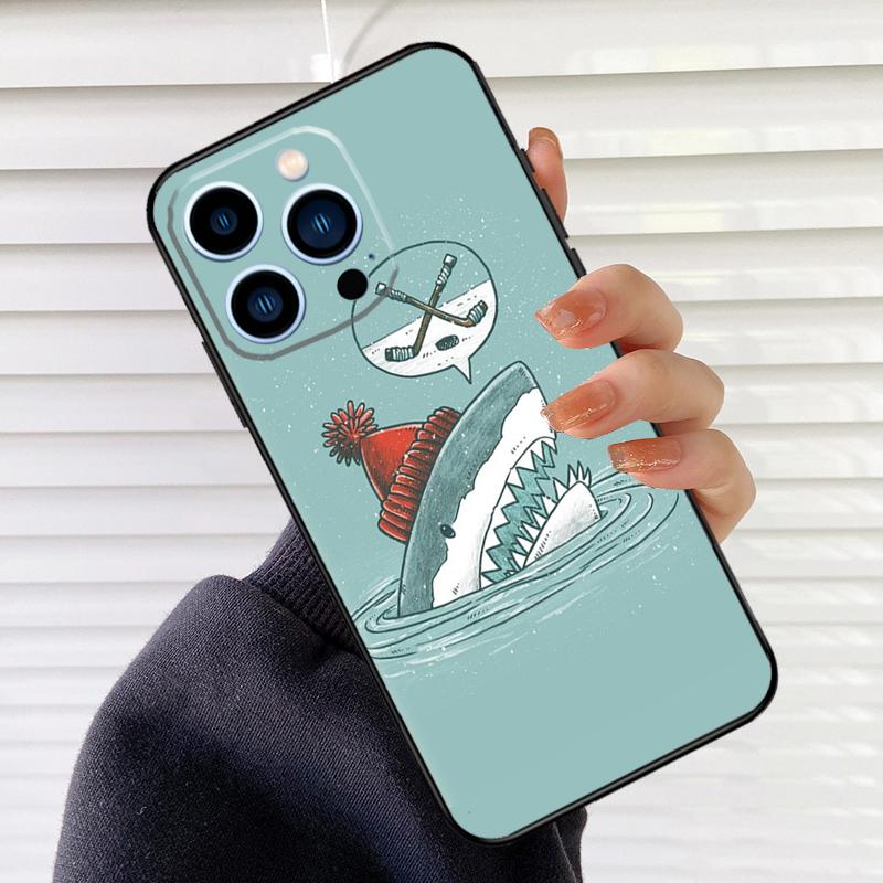 Cartoon Sharks Phone Case For iPhone 17 16 15 14 13 12 11 Pro Max mini 15 16 Plus 16e 17 Air Cover Fundas