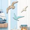 3pcs Bird Themed 2D Irregular Wooden Pendant Seagull Swallow Pigeon Wall Hanging Decoration Coastal Nautical Home Bedroom Decor