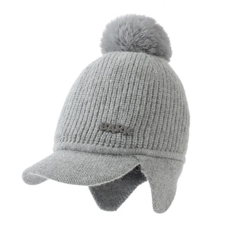 Fleece Warm Knitted Cap Ladies Ear Protector Wool Baseball Cap Fashion Cycling Plush Cap