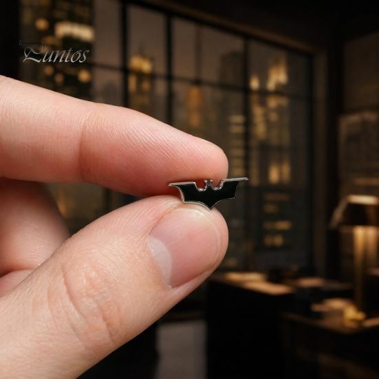 Black Metal Collar Pin 1 Pair Bat Shape Lapel Pins, Men Suit Shirt Versatile Cool Gothic Brooch, Matte Edging Business Pins for Tie Decoration
