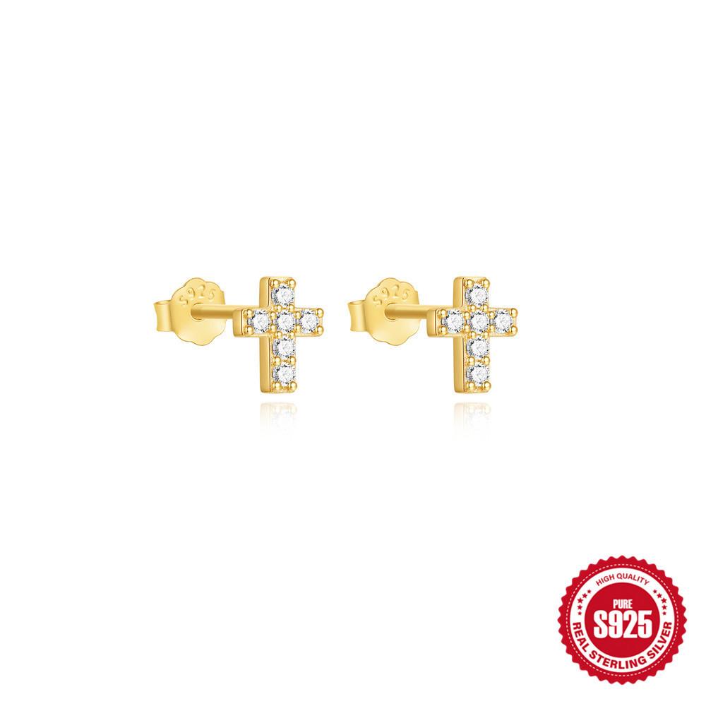 

Серьги из стерлингового серебра S925, модные, простые, роскошные, геометрические, с бриллиантами, в форме креста, восьмиугольника, звезды 925 Silver