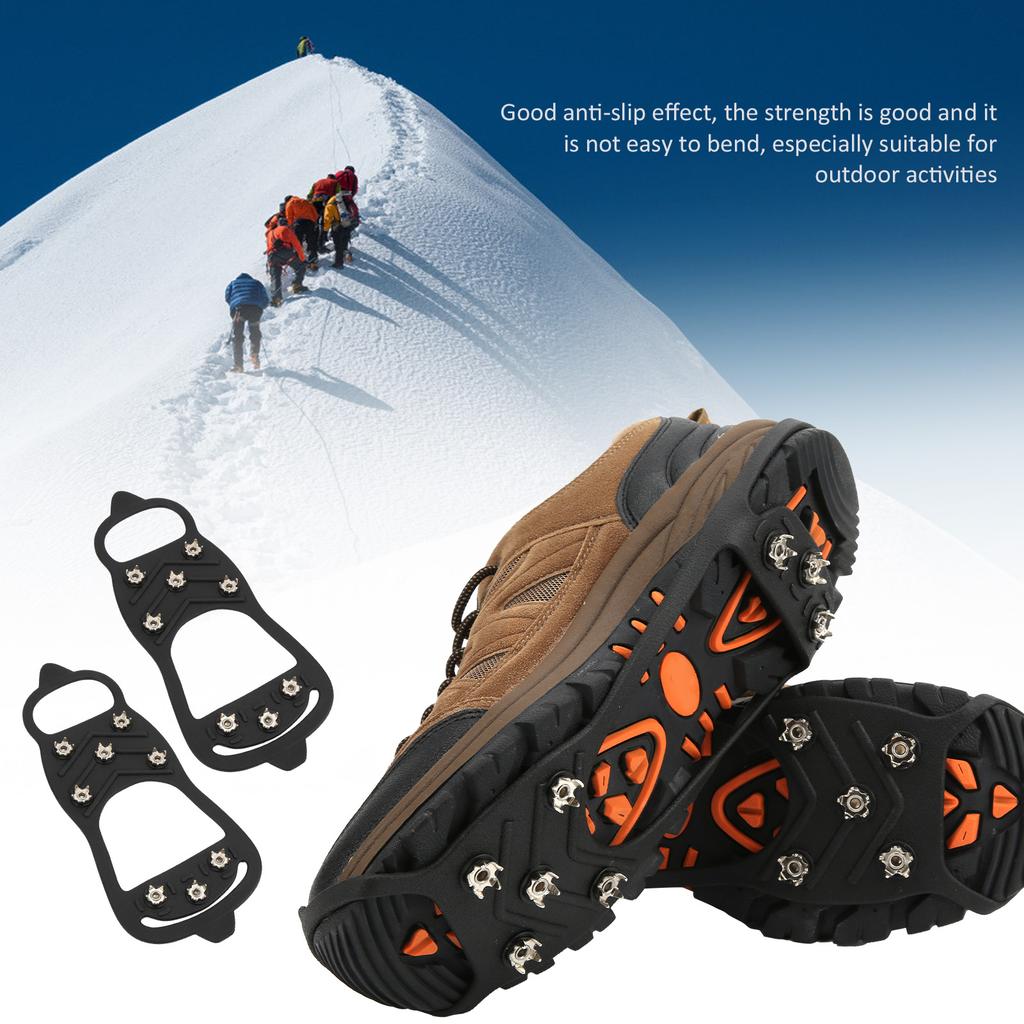 1 par de 8 dentes para caminhada na neve ao ar livre, grampos de unha, antiderrapantes, sapatos de gelo, pontas, capas(M )